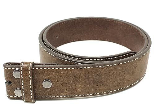 BC Belts Leather Belt Strap with Vintage Distressed Texture and White Stitching 1.5" Wide with Snaps3