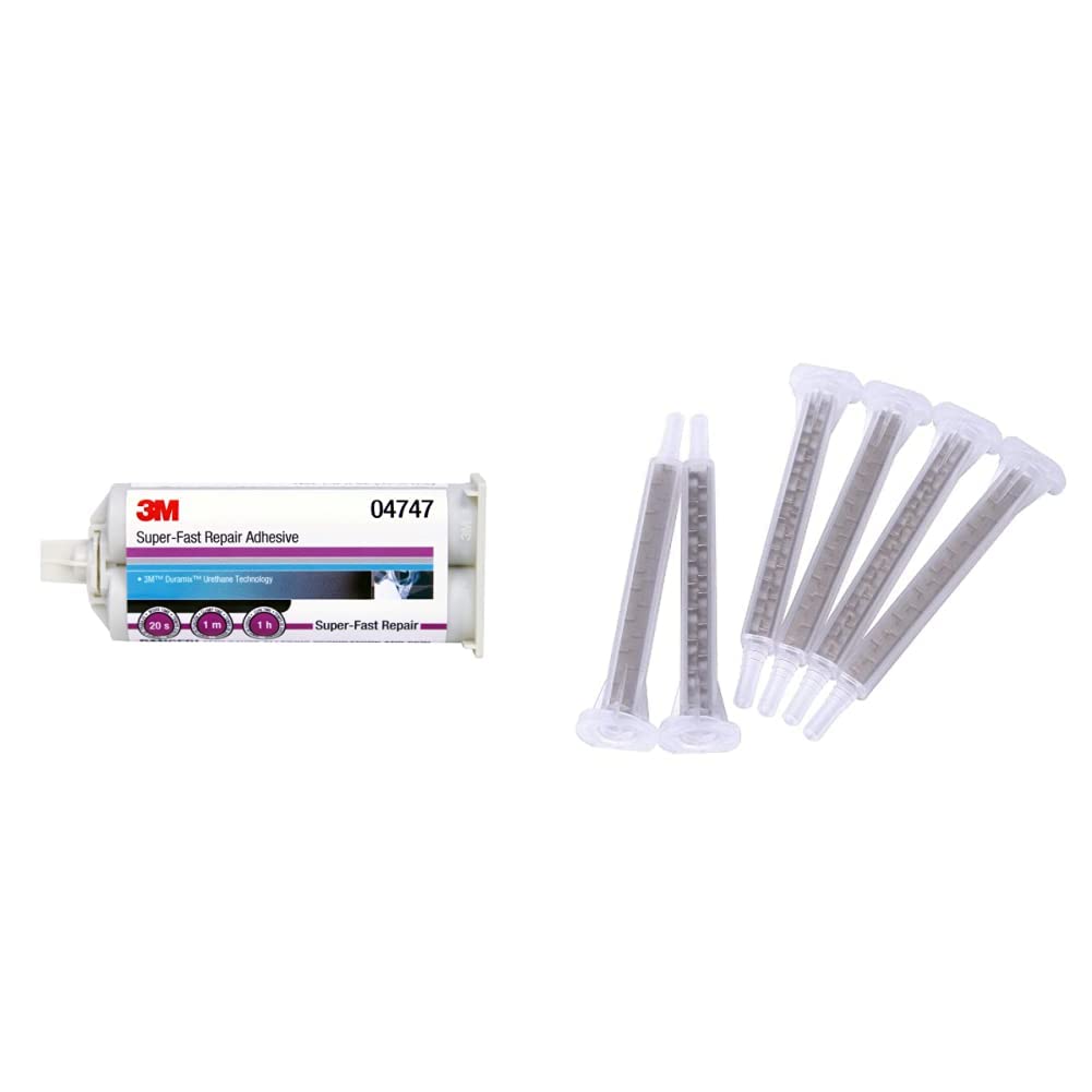 3M Super-Fast Repair Adhesive, 04747, Tranlucent Color,Two-Component, Semi-Rigid, Urethane Adhesive, 47.3 mL/1.6 fl oz Cartridge + 3M Static Mixing Nozzle, 38193, 50 Ml
