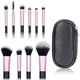 JELIEE 10 Pcs Travel Makeup Brush Set Black Mini Makeup Brushes with Makeup Brush Pouch Portable Foundation Powder Concealers Eye Shadows Makeup Set Professional Makeup Brush Set