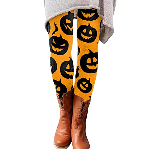 YCBMINGCAN Cinco servicio mujeres Halloween estampado hasta el tobillo leggings elásticos pantalones casuales botas pantalones body mujer sexy encaje, naranja, L Cover