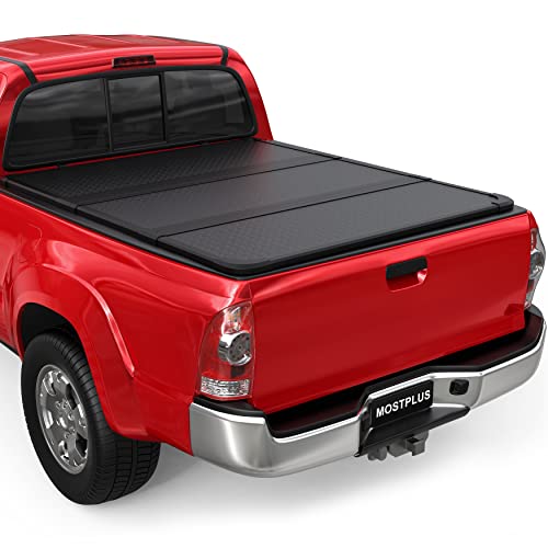 Image of MOSTPLUS Tri-Fold Hard Truck Bed Tonneau Cover On Top Compatible for 2016 2017 2018 2019 2020 2021 2022 2023 Toyota Tacoma Styleside Solid (5 FT Feet Bed)