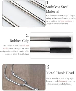 Heavy Duty Adjustable Telescoping Boat Pole - One Piece Boat Hook for Docking, Pool Rescue Hook and Snake Hook for Ball Python