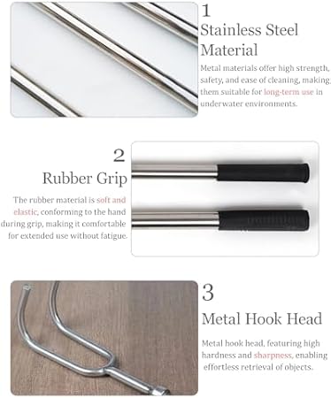 Heavy Duty Adjustable Telescoping Boat Pole - One Piece Boat Hook for Docking, Pool Rescue Hook and Snake Hook for Ball Python