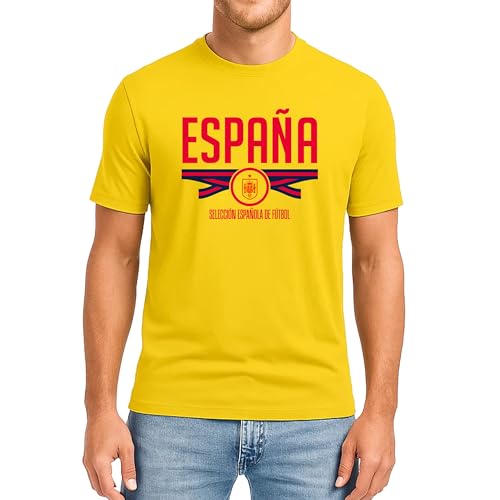 Icon Sports Officially Licensed Royal Spanish Football Federation Cotton T-Shirt - Unisex Adult - RFEF643CT Yellow S