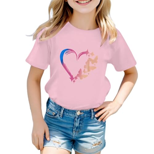 Camisetas de Verano para niña, Manga Corta Informal Cuello Redondo Camiseta Bonita de Estampados Basic Moda tee Casual Shirt
