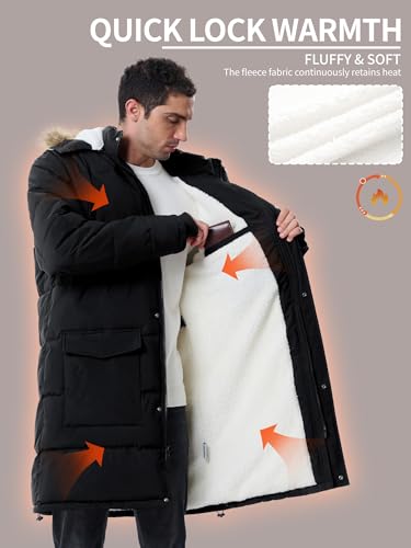 Image of Winter Coats For Men Winter Jackets Water Resistant Warm Thicken Puffy Hooded Insulated Thicken Parka Coat