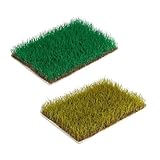 ZYHARUKO 2個パック ハンドメイドモデル 風景素材 引き裂けるナイロン草房ミニチュア列車の風景やクラフトプロジェクト用 引き裂けるナイロン芝 ミニチュア風景用