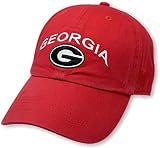 Collegiate Primary Color Team Arch Adjustable Hats (US, Alpha, One Size, Georgia Red)