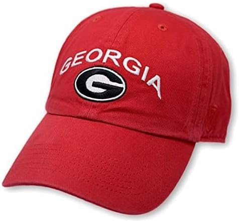 Collegiate Primary Color Team Arch Adjustable Hats (US, Alpha, One Size, Georgia Red)
