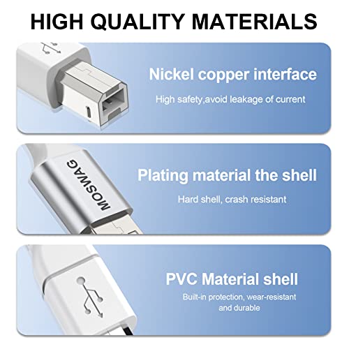 Revamp MOSWAG USB Printer Cable 10FT/3Meter Scanner Cable USB Printer Cord Type A to Type B Durable USB 2.0 Scanner Cord High Speed for... - Image 6