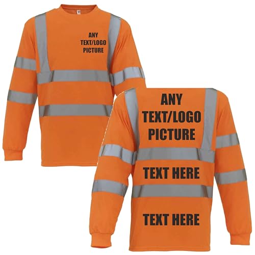 Image of Brook Hi Vis UK Yoko Premium Hi-Vis Orange Long Sleeve T-Shirt – High Visibility Workwear, Soft Feel Breathable Polyester, Alpha, 4XL, Regular, Regular, Standard, Orange