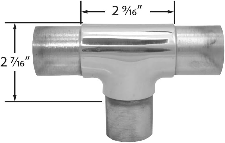 2" Dia. x 2-7/16" H Polished Brass Flush Tee Fitting for 2-inch Bar Rail