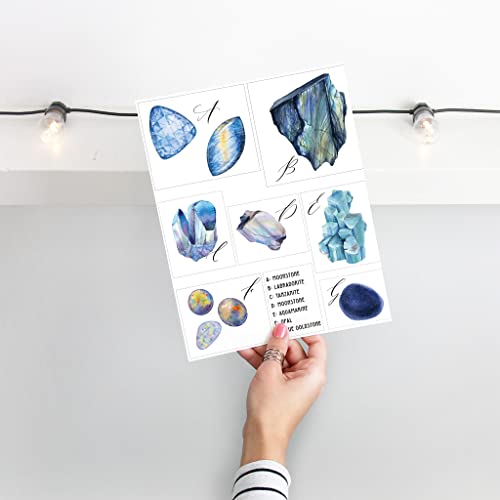 9 Mineralogy Wall Art Prints - Gemstone Crystal Posters (Unframed 8 X 10 Inches) Nine Colorful Gemalogy Decor Printed Illustrations By Ritzy Rose (Mineralogy) #TOP3
