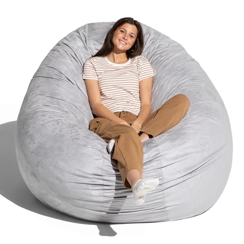 Image of Jaxx 6 Foot Cocoon - 2-in-1 Convertible Bean Bag Bed & Large Bean Bag Chair for Adults, Platinum