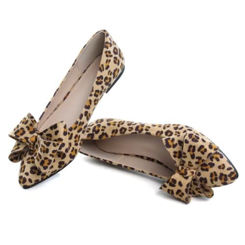Image of TN TANGNEST Flats Shoes Women Comfort Casual Loafers | Classic Pointed Toe Bowknot Flats Cute Slip On Flats, Wear to Work Travel Walk
