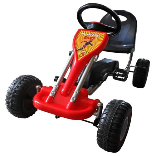 QUAHEAS Pedal Go-Kart rojo con rueda libre conmutable y cadena blindada, 89 x 52 x 51 cm, eje de péndulo para una conducción estable, soporta hasta 30 kg, adecuado para niños de 3 a 5 años