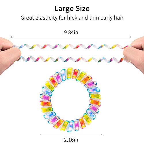 79Style 15Pcs Spiral Hair Ties Traceless Coil Hair Ties Rainbow Plastic Phone Cord Ponytail Holders For Girls Toddlers And Women Thick Thin Curly (3 Candy Colors -Large Size) #TOP4