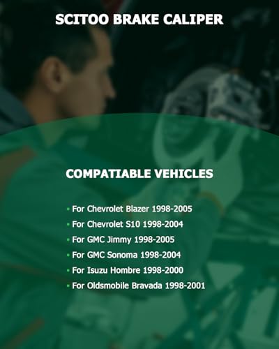 Image of SCITOO Rear Left Brake Caliper With Bracket 18B4712 Compatible For Chevy Blazer 98-05 For Chevy S10 98-04 For GMC Jimmy 98-05 For GMC Sonoma 98-04 For Isuzu Hombre 98-00 For Oldsmobile Bravada 98-01