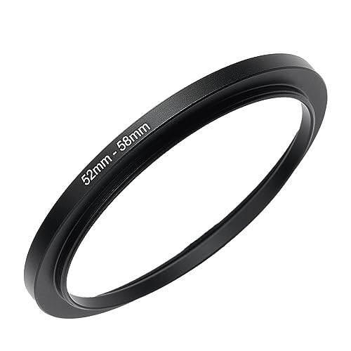 Image of 52mm to 58mm Step-up Adapter Rings Filter Adapter Black Metal Step Down Filter Ring Adapter Compatible with All Brand UV CPL ND Camera Lens Filter Stepping Rings (52mm-58mm)