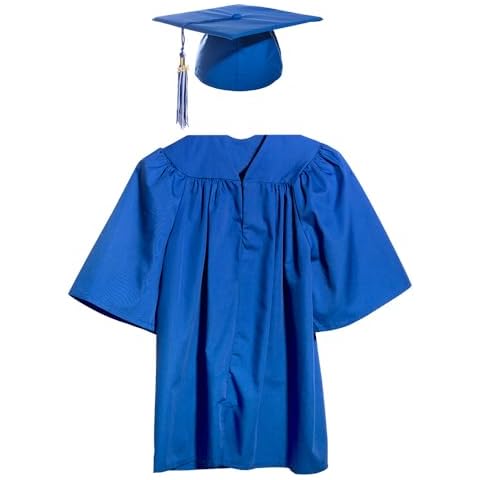 Happy Graduates Small Blue Matte Child Graduation Set, Cap, Gown, Tassel and 2024 Charm, Kindergarten Graduation Cap And Gown Set, For Kids And Preschool Graduation Cover