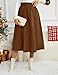 IDEALSANXUN Fall Skirts for Women 2025 Chocolate Brown Fall Clothes Winter Clothing High Waisted A Line Pleated Midi Corduroy Skirt, Brown, L