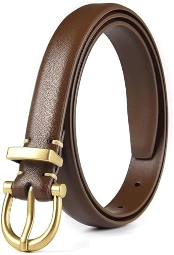 Belts for women, Waist Belt Women's Waist Belts Real Leather Belt Adjustable Fashionable Versatile Skirt Belt Alloy Pin Buckle(Brown,110CM)