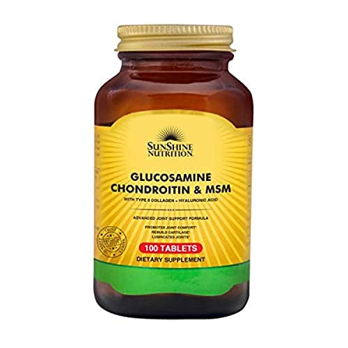 Sunshine Nutrition Glucosamine Chondroitin MSM - 100 Tablets Joint & Mobility Support Dietary Supplement