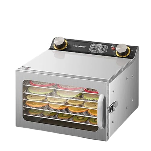 RIQHTIK Deshidratador de Alimentos, liofilizador Comercial con bandejas de 6/8/12/18, Temporizador Ajustable y Control de Temperatura, secador de Frutas,6 Layer