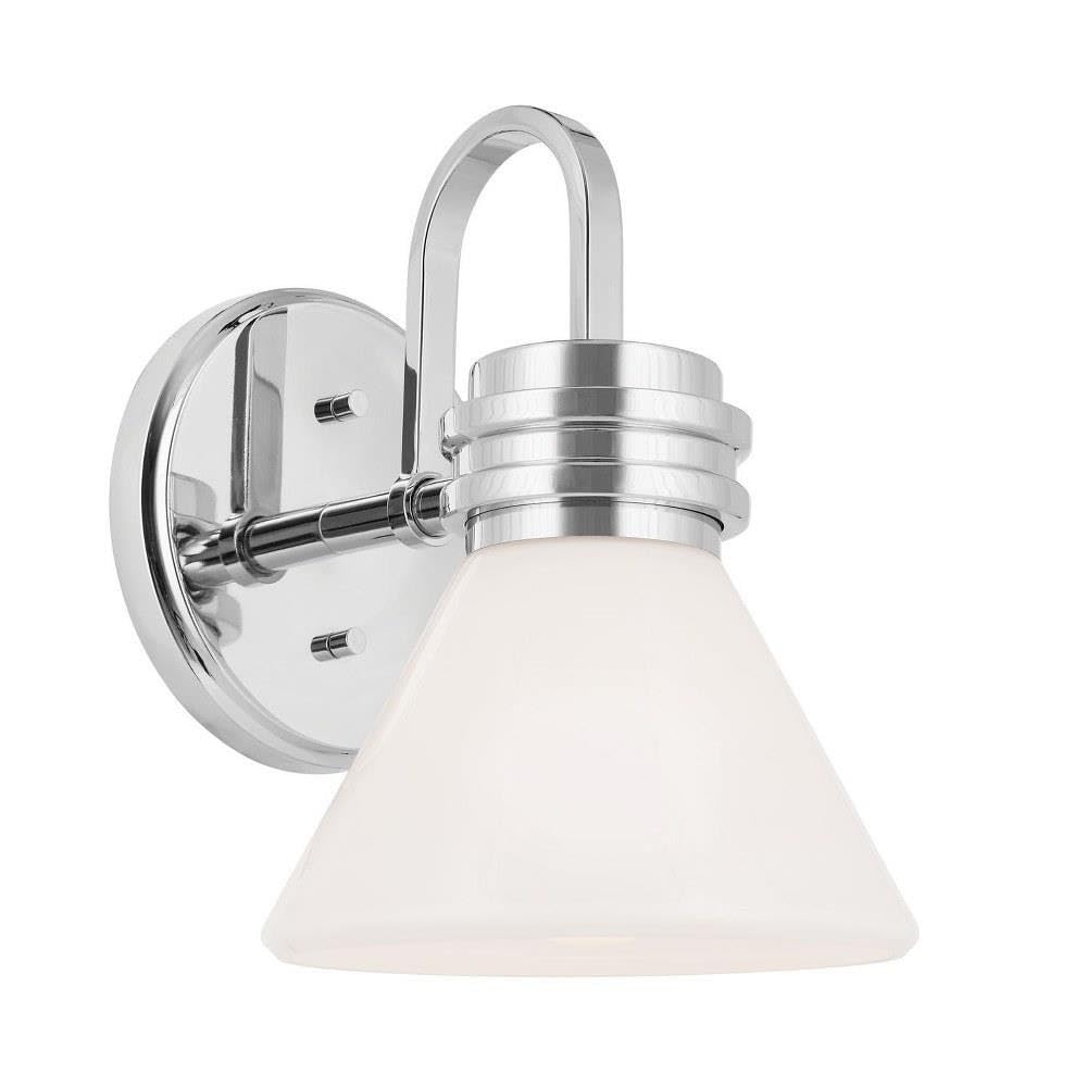 Kichler Farum 7.25" 1-Light Wall Sconce with Opal Glass in Chrome, for Fireplace, Kitchen, Bedroom, Hallway, or Vanity, (7.25" W x 9.5" H) 55153CH