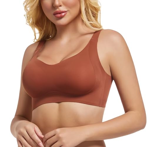 LIUCHXILI Seamless Mastectomy Bra Post Surgery Pocket Bra for Breast Forms Breast Prosthesis Women's Daily Bra CO75 Coffee Brown