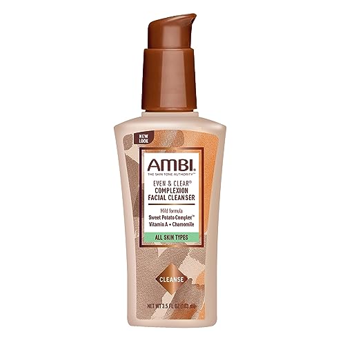 Ambi Even & Clear Cocoa Butter Facial Cleanser With Nutrient-Rich Sweet Potato Complex | Hydrating Formula | Helps Even Skin Tone | 3.5 Ounce
