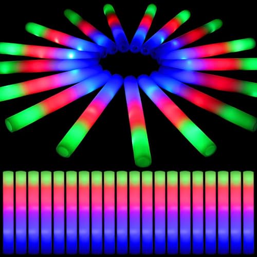DkevEu 30pcs palos luminosos para fiesta, palos de luz LED, 3 modos de iluminación, varillas de espuma – barras luminosas para fiestas, conciertos y fiesta neon, hora loca boda