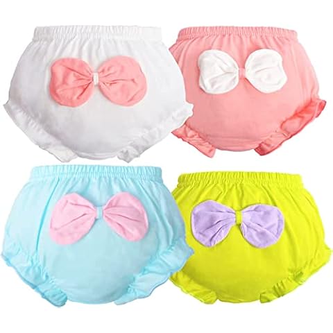 Baby Kids Underwear Breathable Cotton Panties Toddler Girls Undies Soft Briefs - Girls' Bloomers with Bow - Cute Diaper Covers 2-3 Years Cover