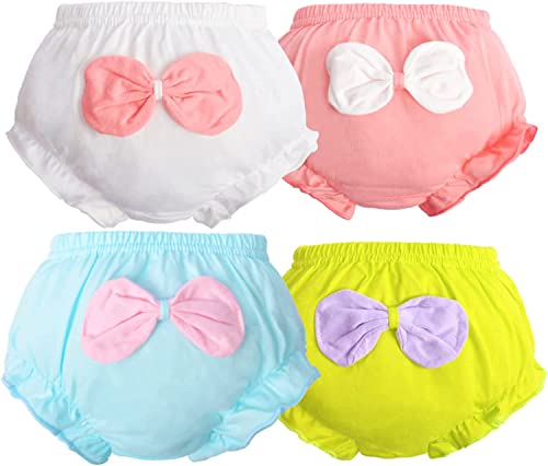 Baby Kids Underwear Breathable Cotton Panties Toddler Girls Undies Soft Briefs - Girls' Bloomers with Bow - Cute Diaper Covers 2-3 Years