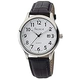 [クレファー] 腕時計 アナログ 防水 日付 革ベルト SD-AM051-WTS メンズ ブラック