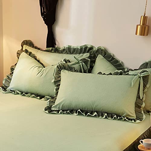 Wczdj Solid Color Sanding Comforter Cover Set,Bow Lace Ruffle Duvet Cover Set,Breathable Comfy Bedding Set With Bed Skirt Pillowcases-Black Queen 200X230Cm(79X91Inch) #TOP6