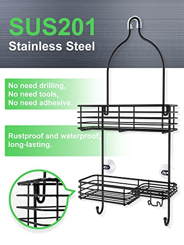 Smartake Hanging Shower Head Caddy, Rustproof Bathroom Shower Shelf Organizer, Sus201 Stainless Steel Over The Shower Storage Rack, For Toilet, Bathroom And Shower Room, Black #TOP3
