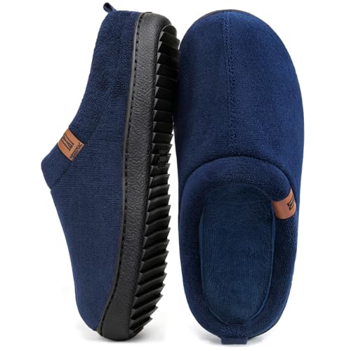 MERRIMAC Herren Slip-on Hausschuhe Bequem Memory-Schaum Rutschfest Innen Pantoffeln Marineblau, 43-44 EU