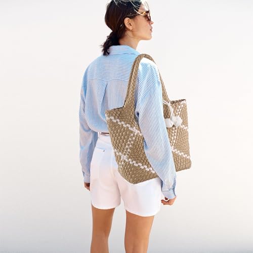 Bolso Tote tejido a mano para mujer, piel vegana ajustable miniatura 2