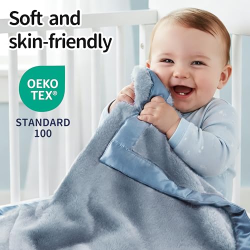 Image of Pro Goleem Fleece Baby Blanket with 2 Inch Satin Trim Soft Anti-Static Plush Blanket for Boys and Girls Christmas Baby Gifts for Babies 30''x40'',Blue