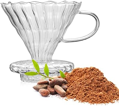 jeutide V60 Glass Coffee Dripper Pour Over Cone Coffee Maker With Bamboo Wood Base, Slow Brewing Accessories for Home Cafe Restaurants, 1-4 Cups (01)