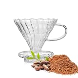 jeutide V60 Glass Coffee Dripper Pour Over Cone Coffee Maker With Bamboo Wood Base, Slow Brewing Acc