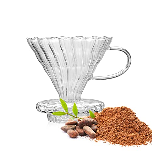 Jeutide V60 Glass Coffee Dripper Pour Over Cone Coffee Maker With Bamboo Wood Base, Slow Brewing Accessories For Home Cafe Restaurants, 1-4 Cups (01) #TOP2