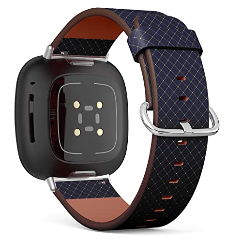 CJBROES Replacement Leather Watch Band, Compatible with Fitbit Versa 3 and Fitbit Sense of Wristband Bracelet Accessory - Geometric Design