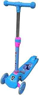 سكوتر بـ3 عجلات مع اضواء LED تصميم قابل للطي للاولاد والبنات ارتفاع للتعديل لوح تزلج للاطفال فريسايل فرامل خلفية - ازرق طفل صغير