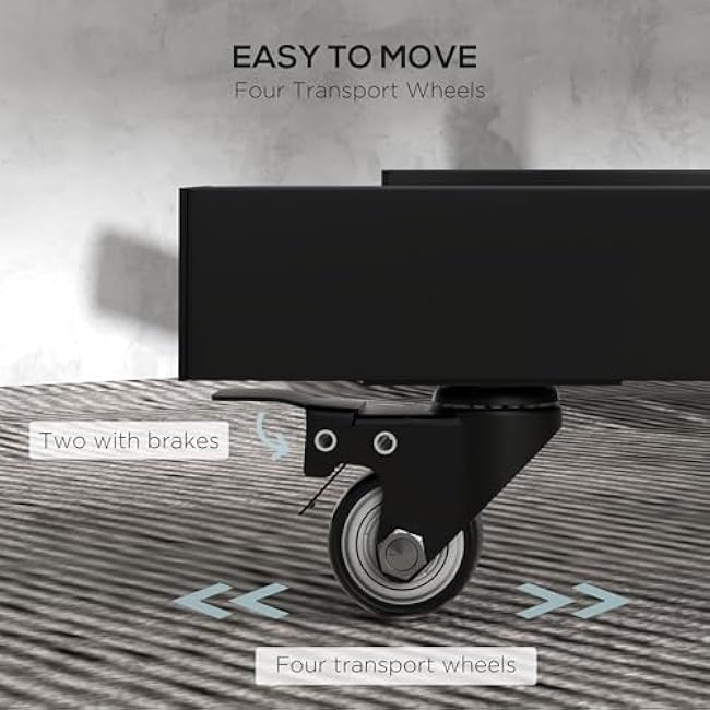 Soozier 2 Inch Weight Plate Rack, Plate Rack Holder for Olympic Weight Plates and Bars, with 4 Transport Wheels and 6 Fasten Clamps, 440 lbs. Capacity