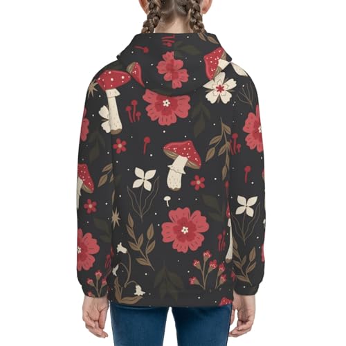 Fly Agaric and Flowers Kids Pullover Hoodies Boys Sweatshirts Girls Athletic Clothes with Pocket4