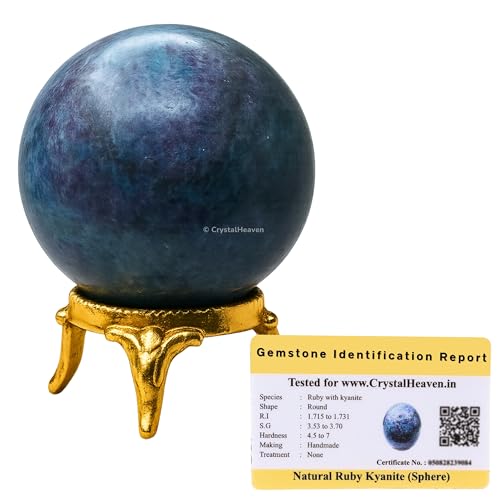 Image of Certified Ruby Kyanite Crystal Ball for Meditation - Premium Crystal Vastu Items for Home and Feng Shui Items for Good Luck - Ideal for Pooja Supplies and Spiritual Practices (1.5 inch Inch)