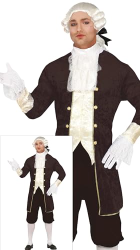 FIESTAS GUIRCA Déguisement historique de duc pour homme - Tenue de noble marron - Tenue de marquis vénitien - Déguisement pour homme taille L