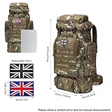 Lesbyit 80L Waterproof Hiking Backpack, Lightweight Tactical Rucksack for Camping & Travel, Large Capacity, with 2 British Flags, CP - Image 2
